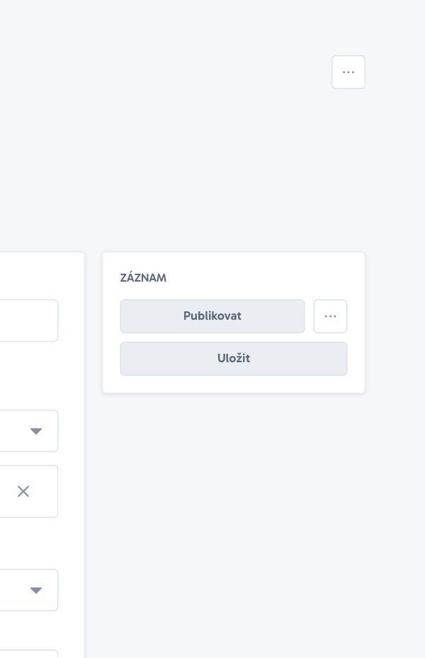 Pravý panel pro uložení a publikování záznamu