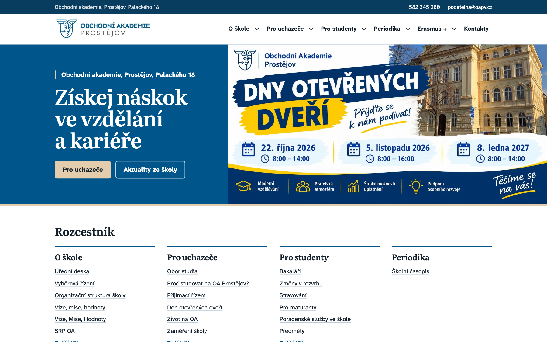 Web školy v klasickém designu