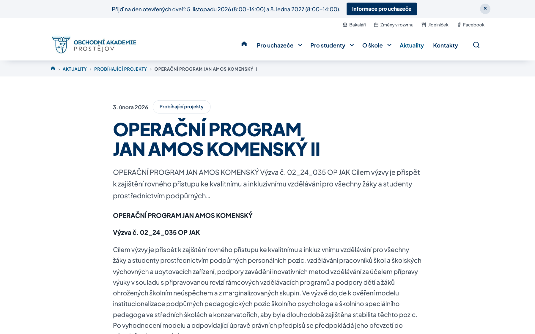 Detail aktuality na webu školy