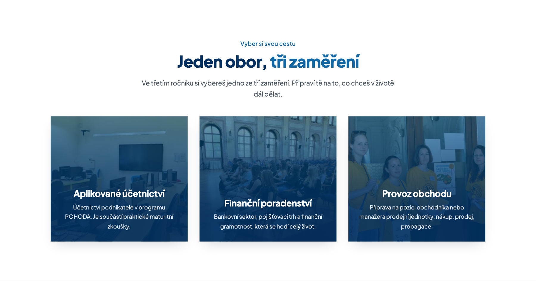 Sekce Karty s ikonami na webu