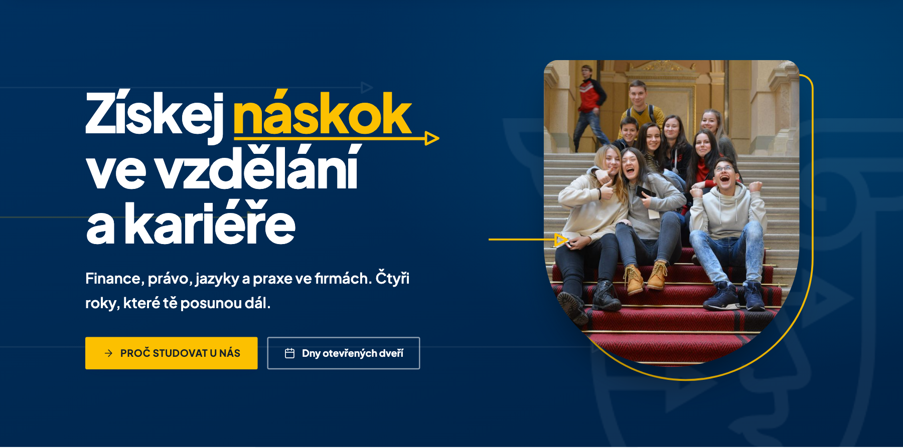 Sekce Hero na webu školy