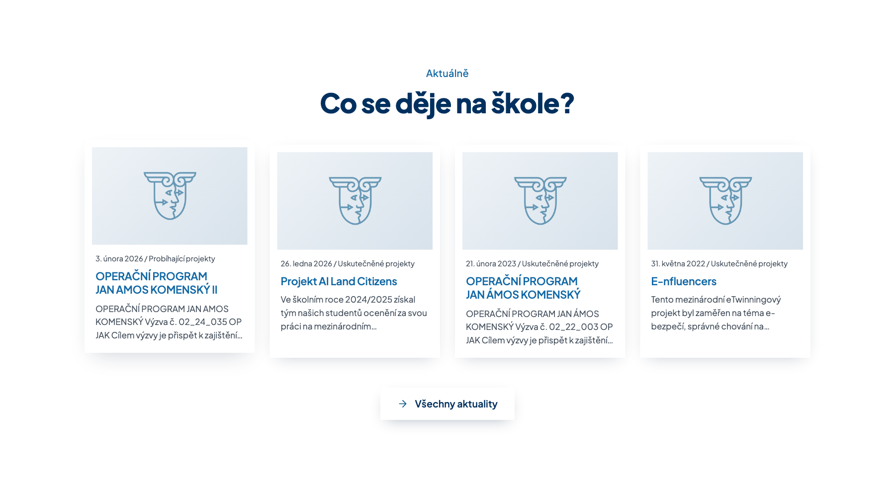 Sekce Výpis aktualit na webu