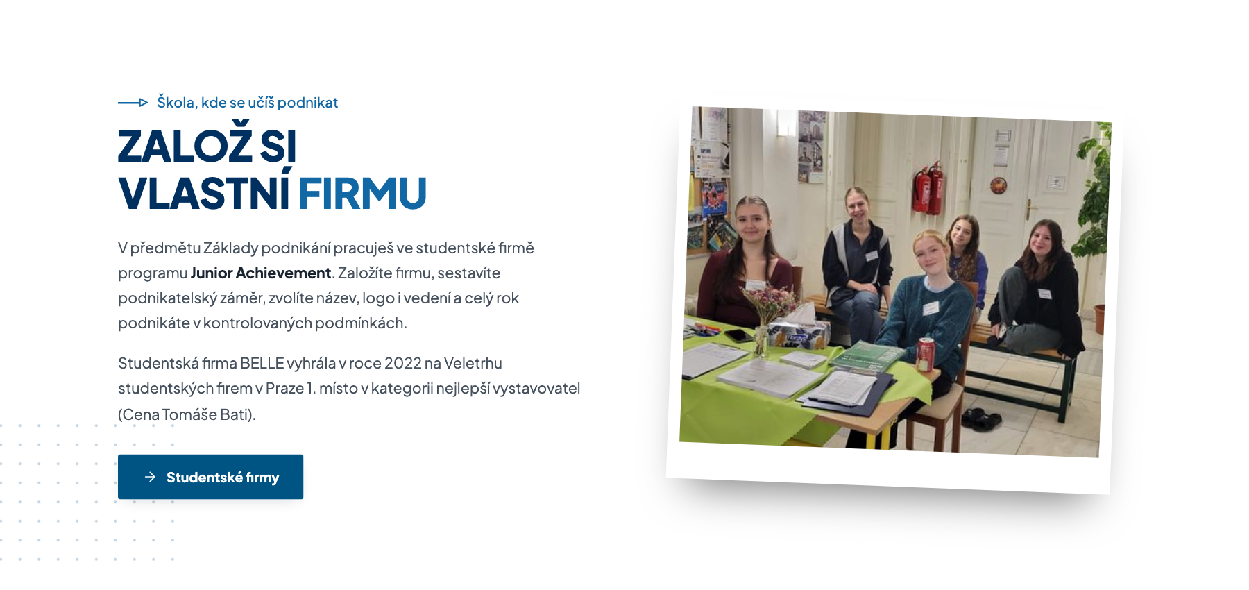 Sekce Text a obrázek na webu školy